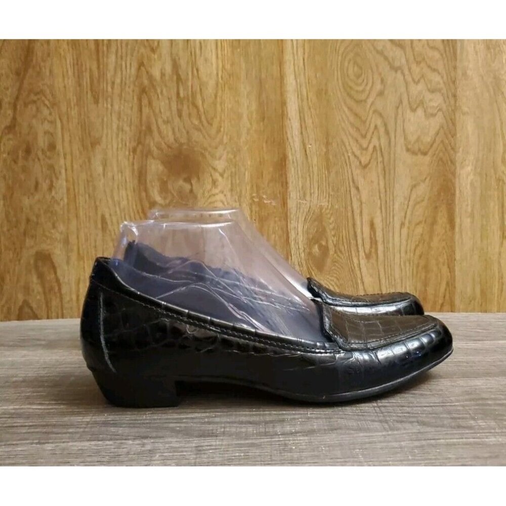 Clarks Everyday‎ Timeless Croc Print Loafers Womens Size 7.5 Narrow Black